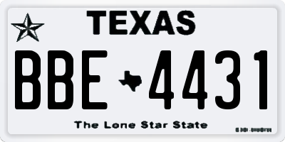 TX license plate BBE4431