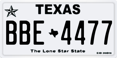 TX license plate BBE4477