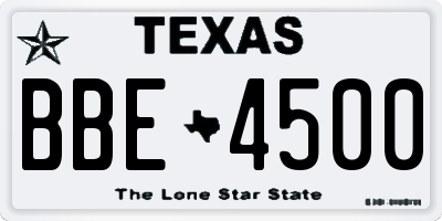 TX license plate BBE4500