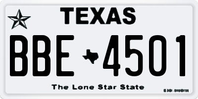 TX license plate BBE4501