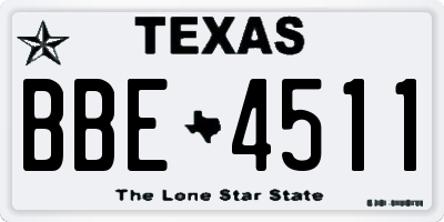 TX license plate BBE4511