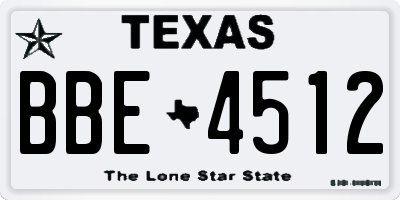 TX license plate BBE4512