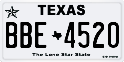 TX license plate BBE4520