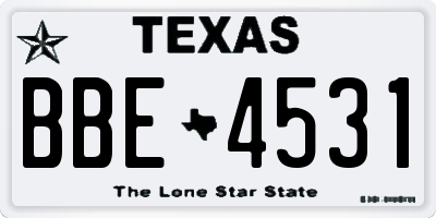 TX license plate BBE4531