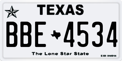 TX license plate BBE4534