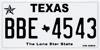 TX license plate BBE4543