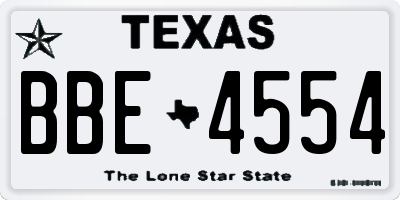 TX license plate BBE4554