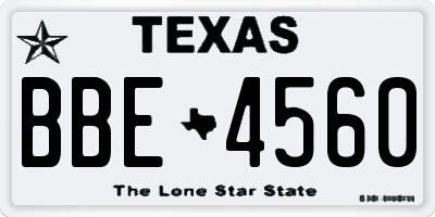 TX license plate BBE4560