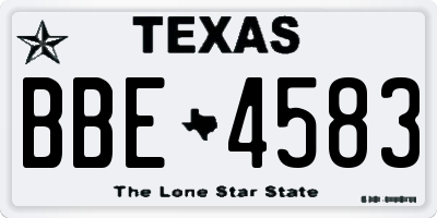 TX license plate BBE4583