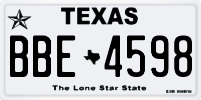TX license plate BBE4598