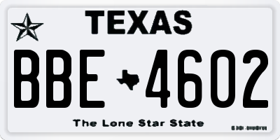 TX license plate BBE4602