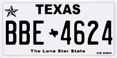 TX license plate BBE4624