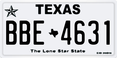 TX license plate BBE4631
