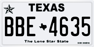 TX license plate BBE4635