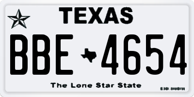 TX license plate BBE4654