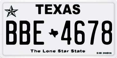 TX license plate BBE4678