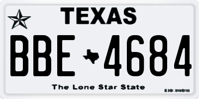 TX license plate BBE4684