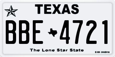 TX license plate BBE4721