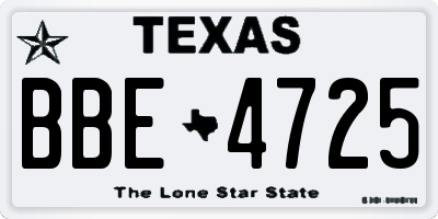 TX license plate BBE4725