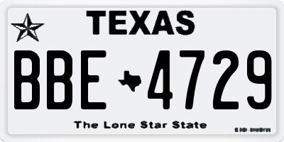 TX license plate BBE4729