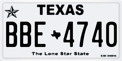 TX license plate BBE4740