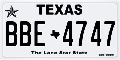 TX license plate BBE4747