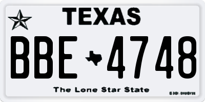 TX license plate BBE4748