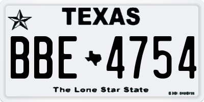 TX license plate BBE4754