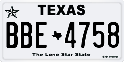 TX license plate BBE4758