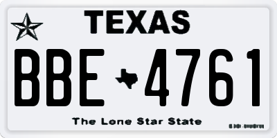 TX license plate BBE4761