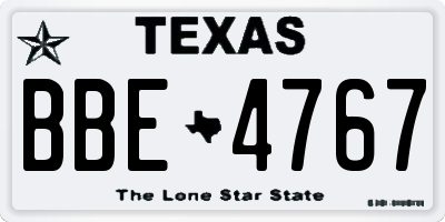 TX license plate BBE4767