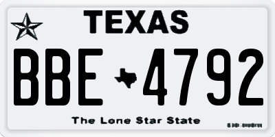 TX license plate BBE4792