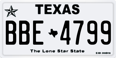 TX license plate BBE4799