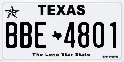 TX license plate BBE4801