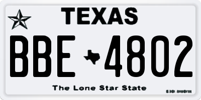 TX license plate BBE4802