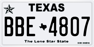 TX license plate BBE4807