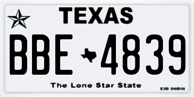 TX license plate BBE4839