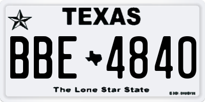 TX license plate BBE4840
