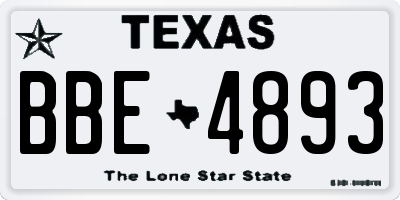 TX license plate BBE4893