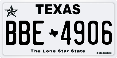 TX license plate BBE4906