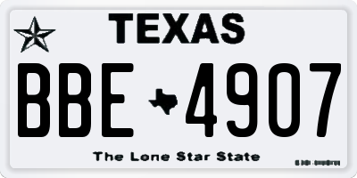 TX license plate BBE4907