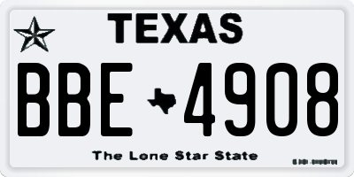 TX license plate BBE4908