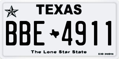 TX license plate BBE4911