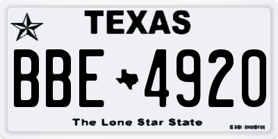TX license plate BBE4920