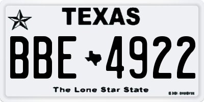 TX license plate BBE4922
