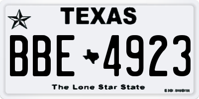 TX license plate BBE4923