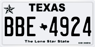 TX license plate BBE4924