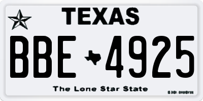 TX license plate BBE4925