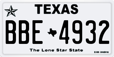 TX license plate BBE4932