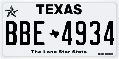 TX license plate BBE4934